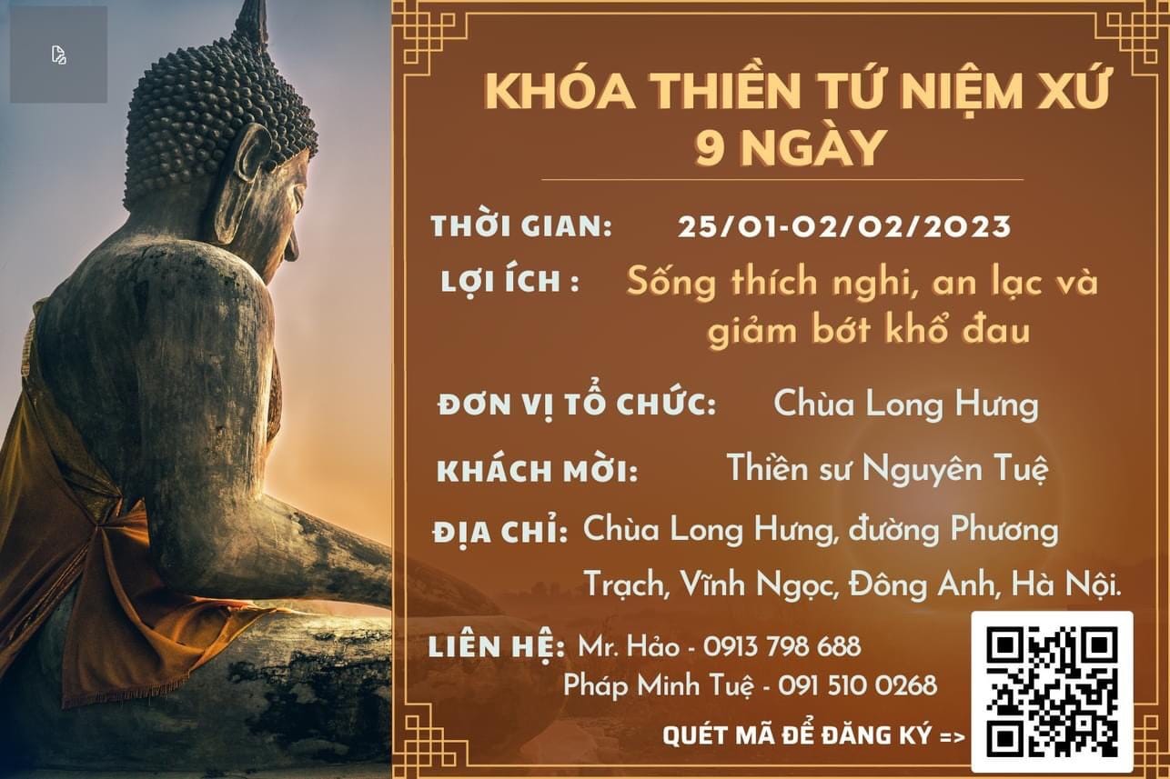 Khóa Thiền Tứ Niệm Xứ 9 ngày  &nbsp; &nbsp; &nbsp; &nbsp; &nbsp; &nbsp; &nbsp; &nbsp; &nbsp; &nbsp; &nbsp;